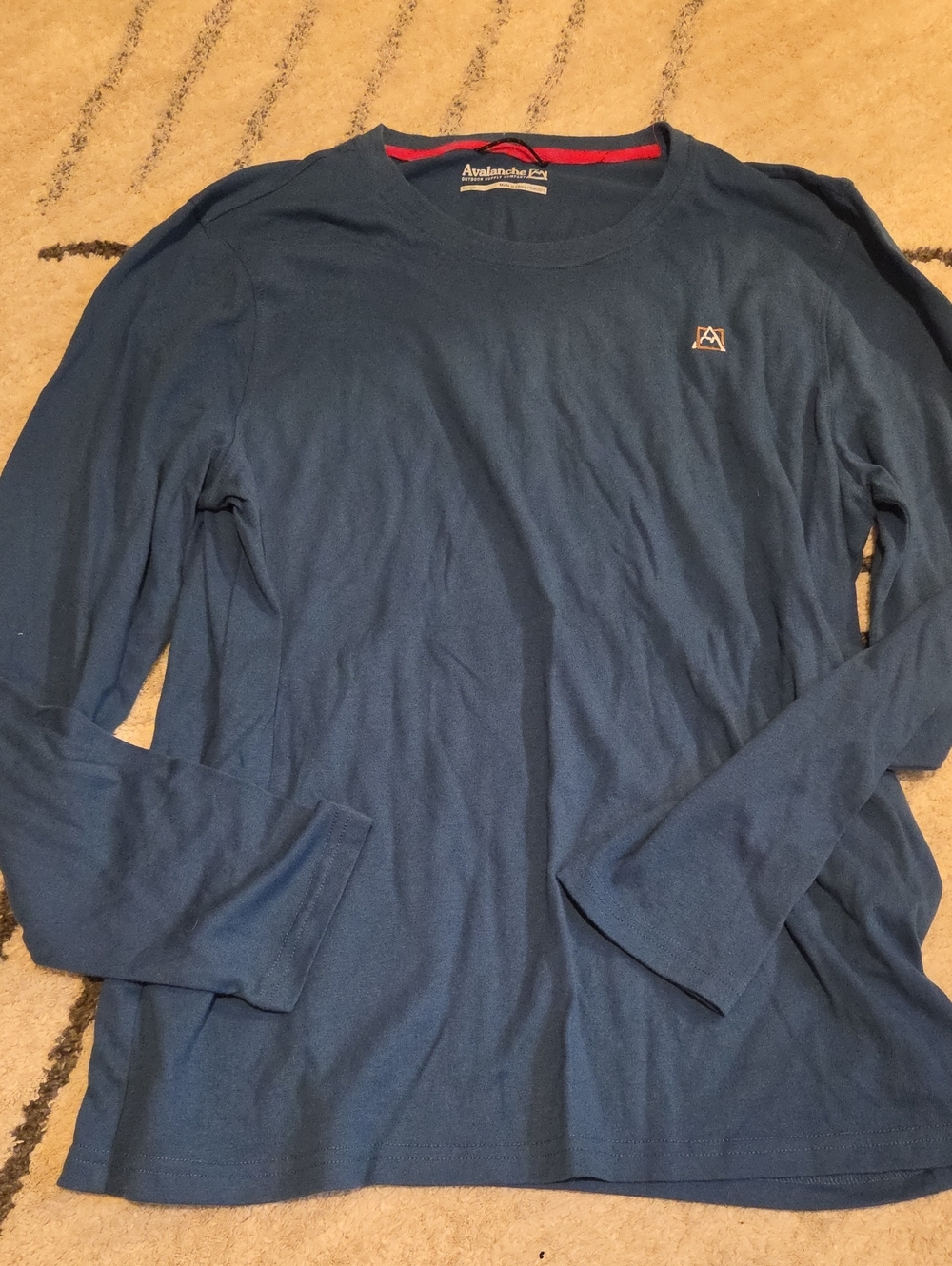 Avalanche Men's Long Sleeve Crew - Navy Blue with Red Accent